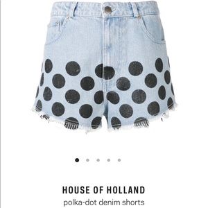 House of Holland Polka Dot Denim Jean Shorts